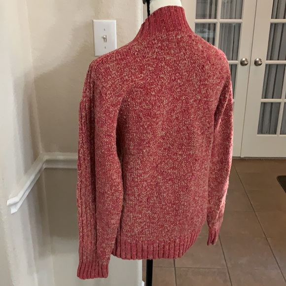Aigle rare red & tan marled thick knit mock neckline sweater Size L - Picture 10 of 17